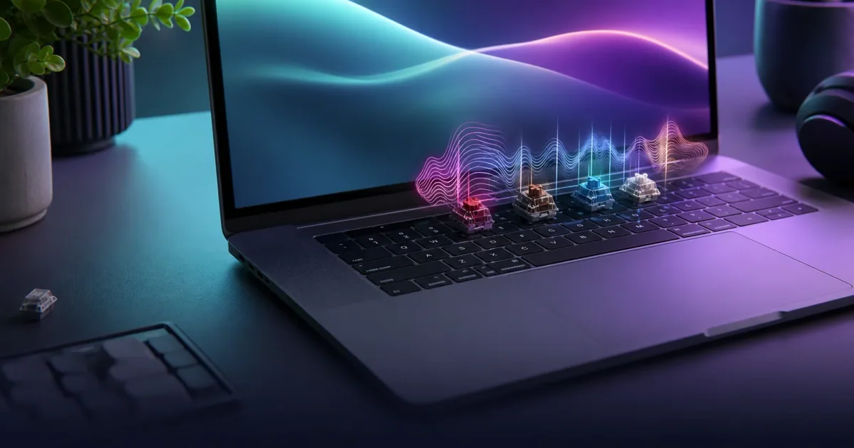 Klakk keyboard sound app for Mac with mechanical keyboard sound waves